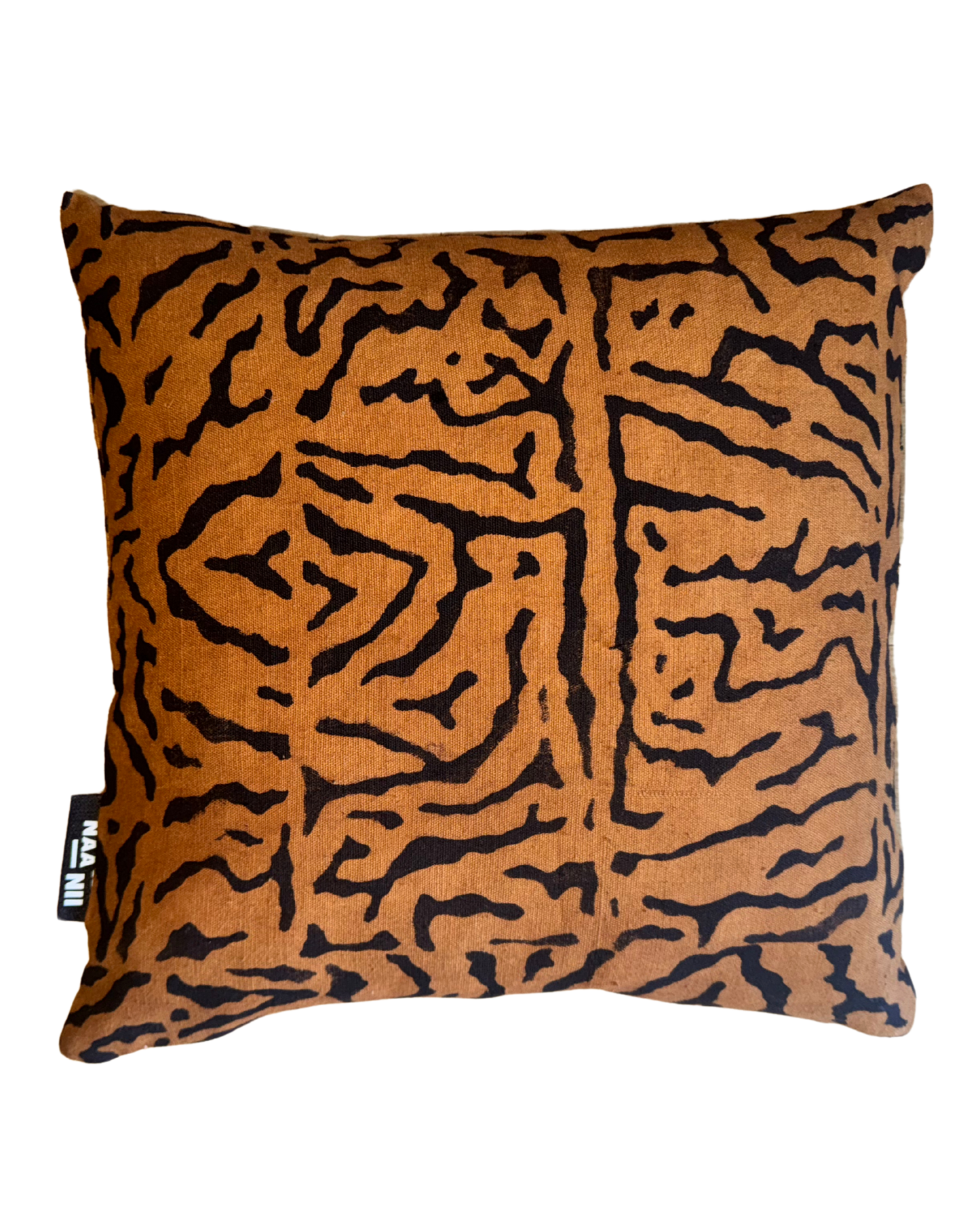 Authentieke modderdoeken kussen - Orange zebra