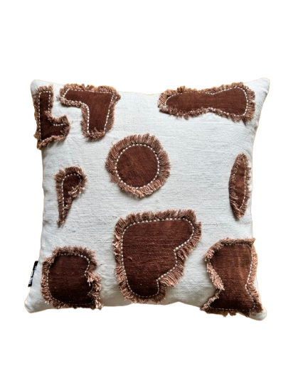 Authentic mud cloth Pillow - Ivory & terra